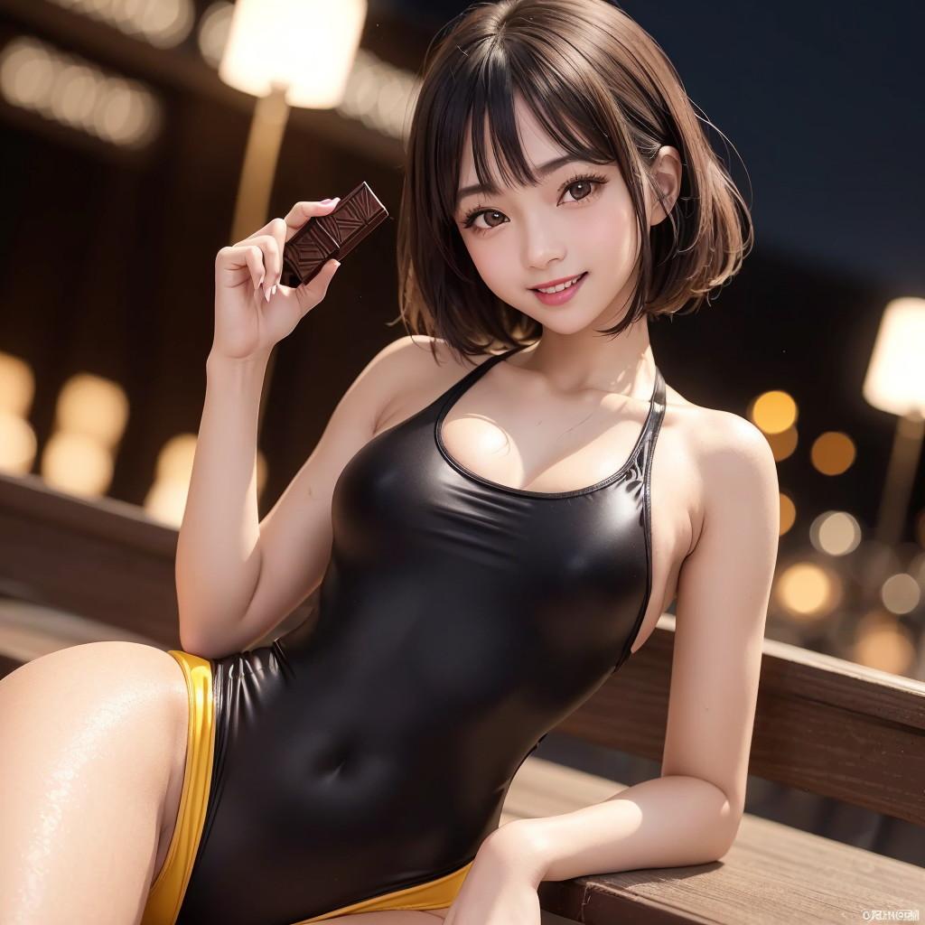 競泳水着義理チョコ軍団！！