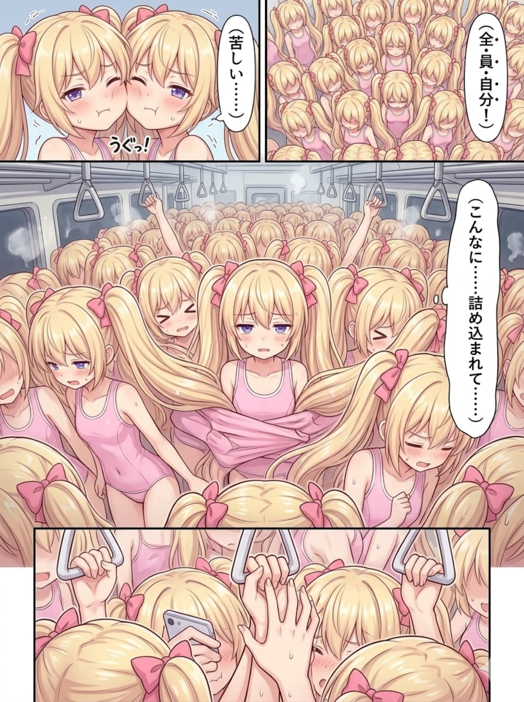 再就職を祝ってくれたクローン達と行く満員電車3
