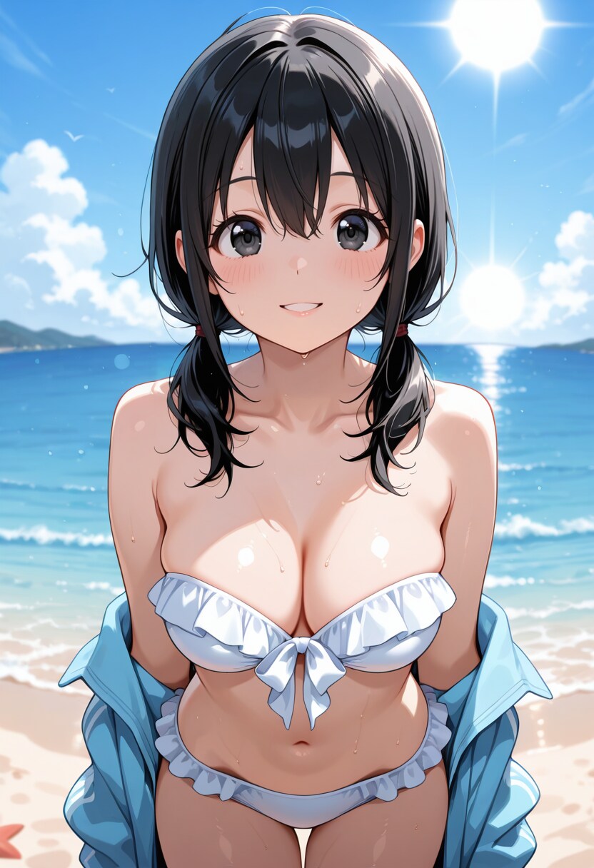 ストラップレスフリルビキニ