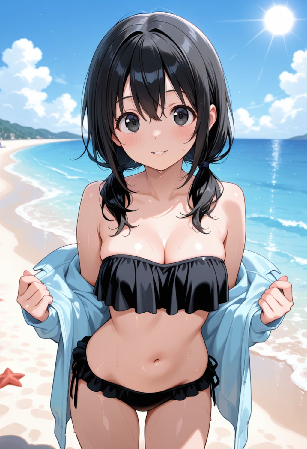 ストラップレスフリルビキニ