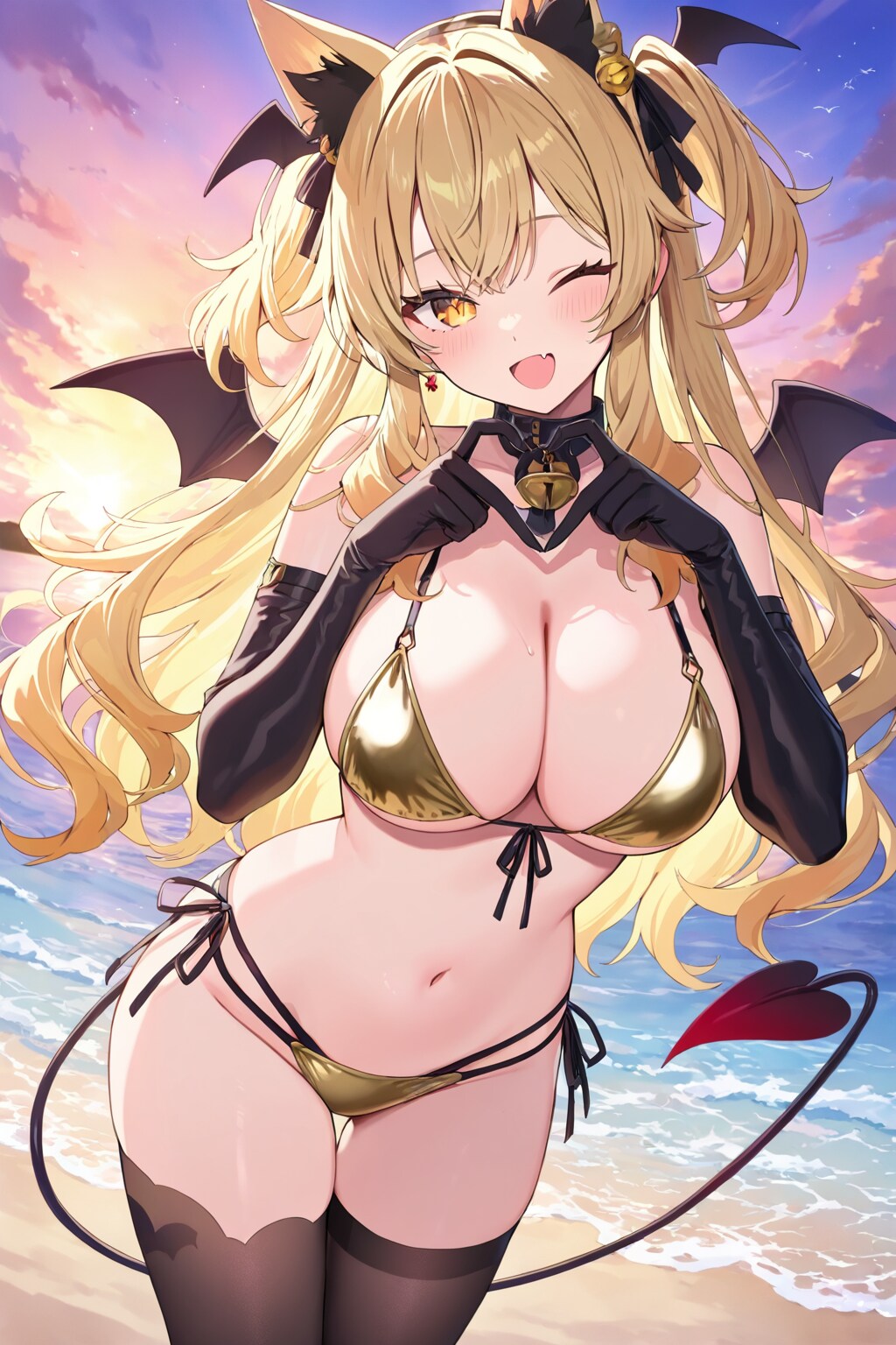 金ビキニ猫耳悪魔娘さん
