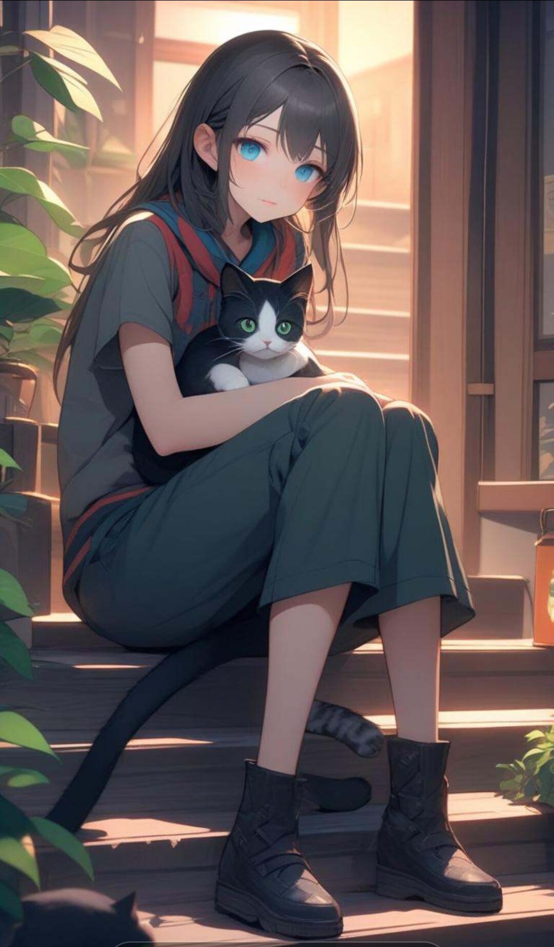 猫を膝に抱いて過ごす夜 | の人気AIイラスト・グラビア