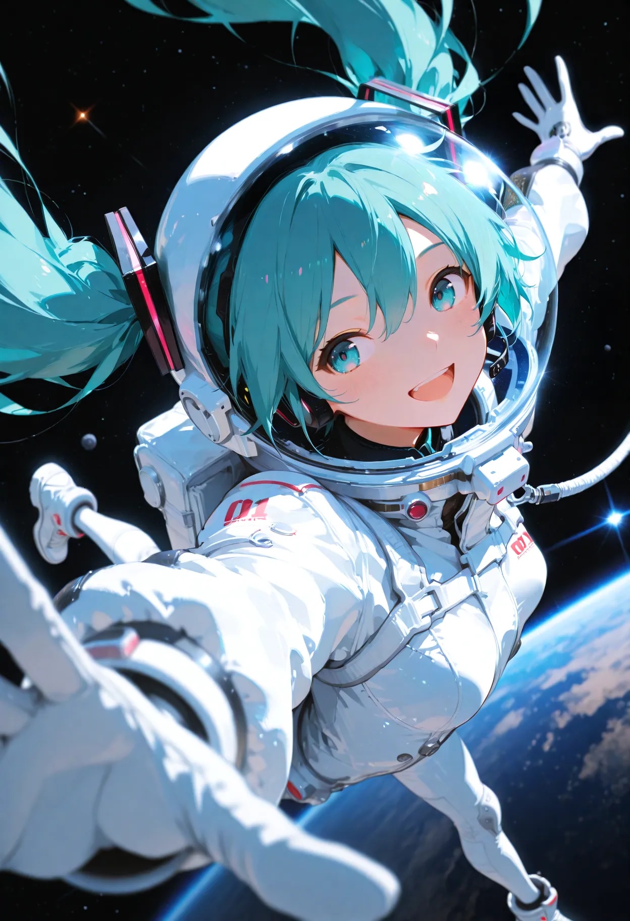 ミクさん、ソラ（宇宙）へ | の人気AIイラスト・グラビア