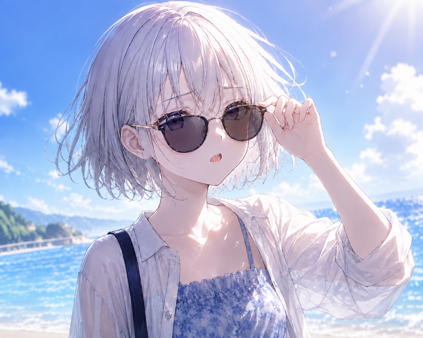 仕方なく、サングラス。