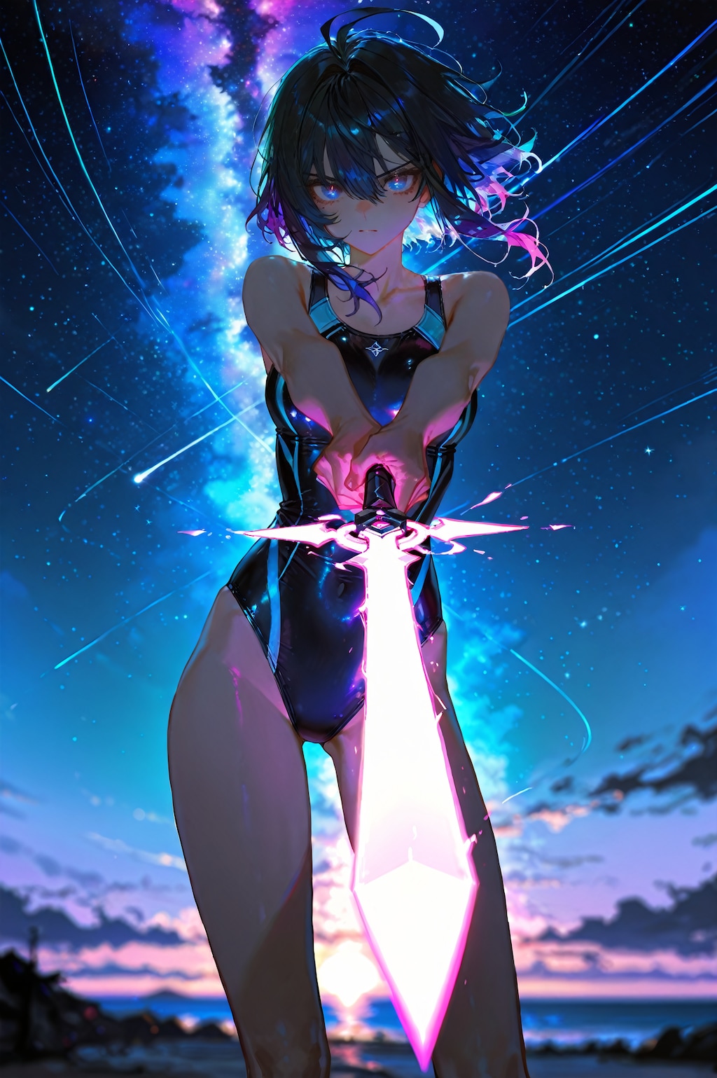 剣とマントと競泳水着02