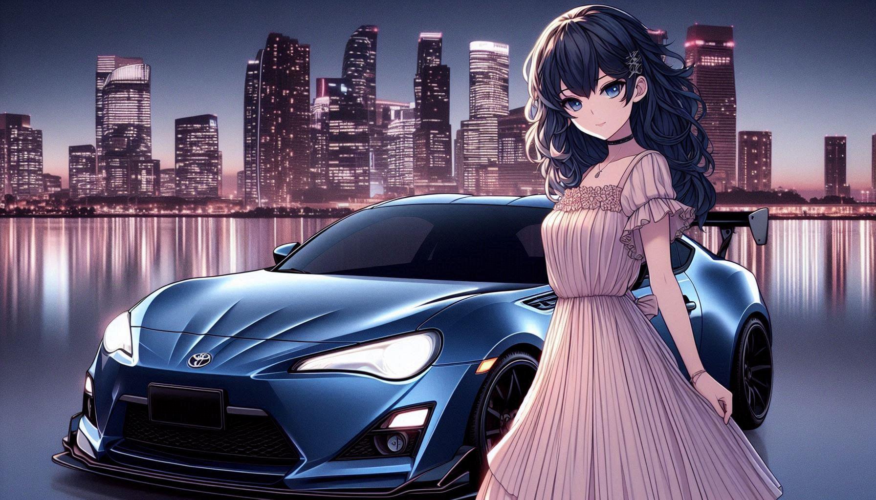 少女と車