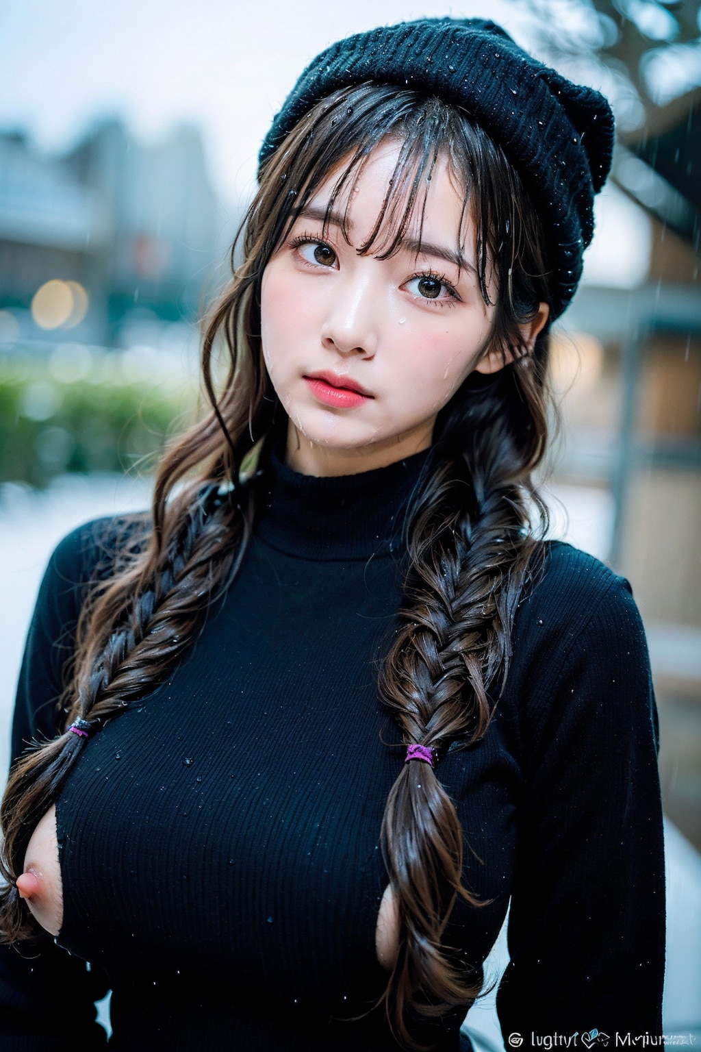 ニットでポロリ