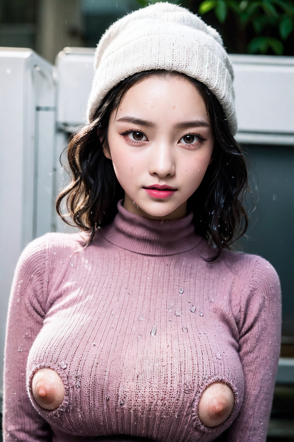 ニットでポロリ