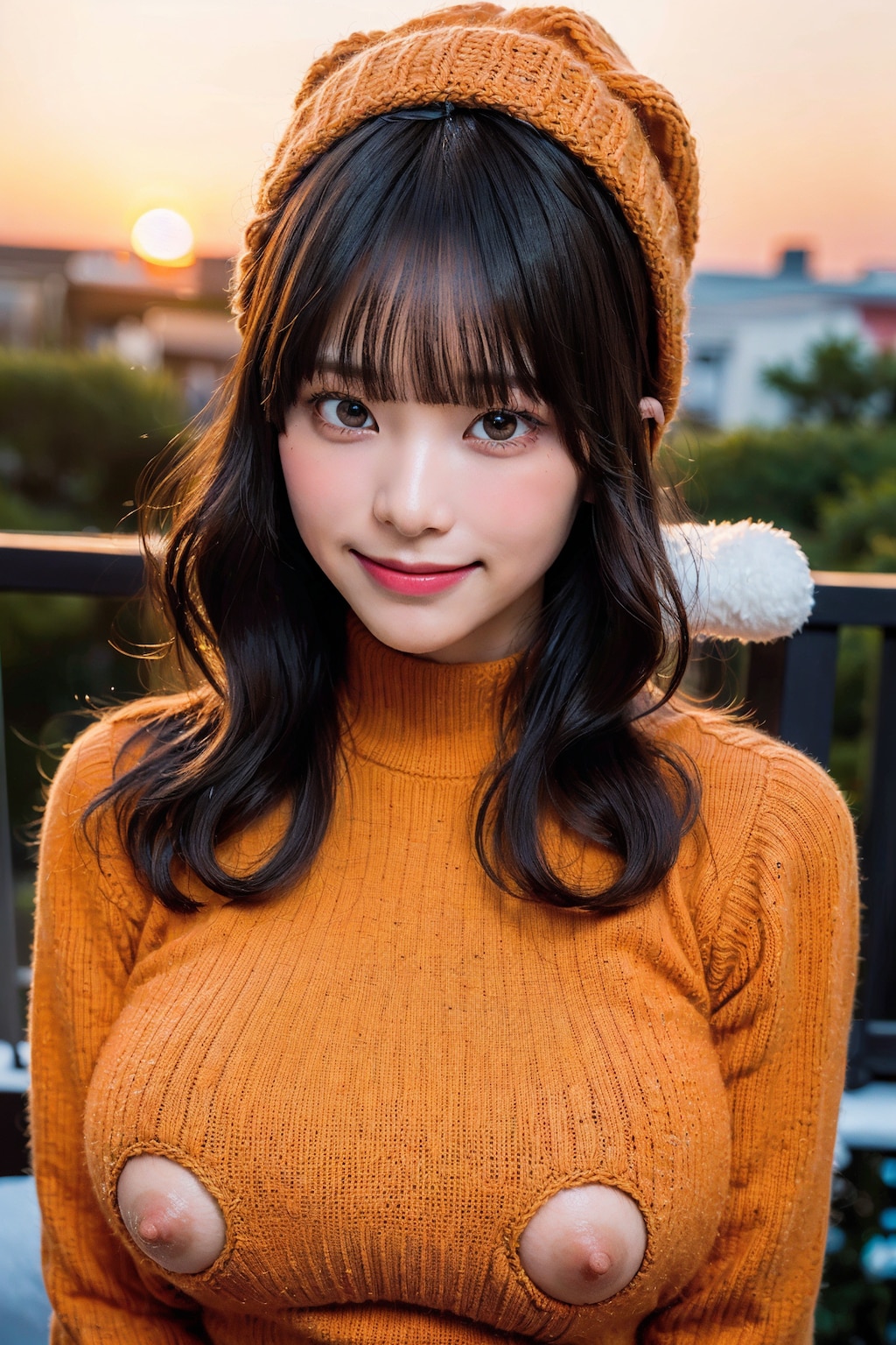 ニットでポロリ