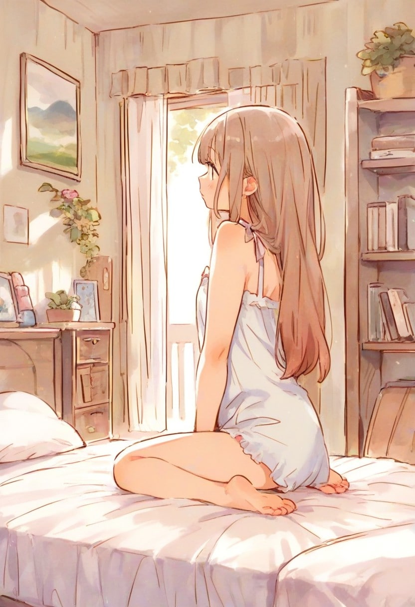少女の部屋(水彩タッチ)(85)