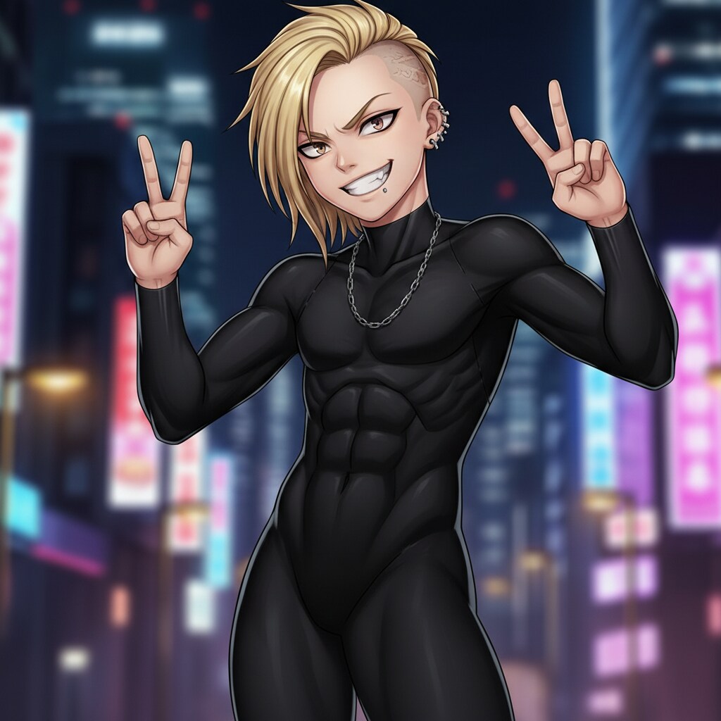ボディスーツの不良っぽい少年