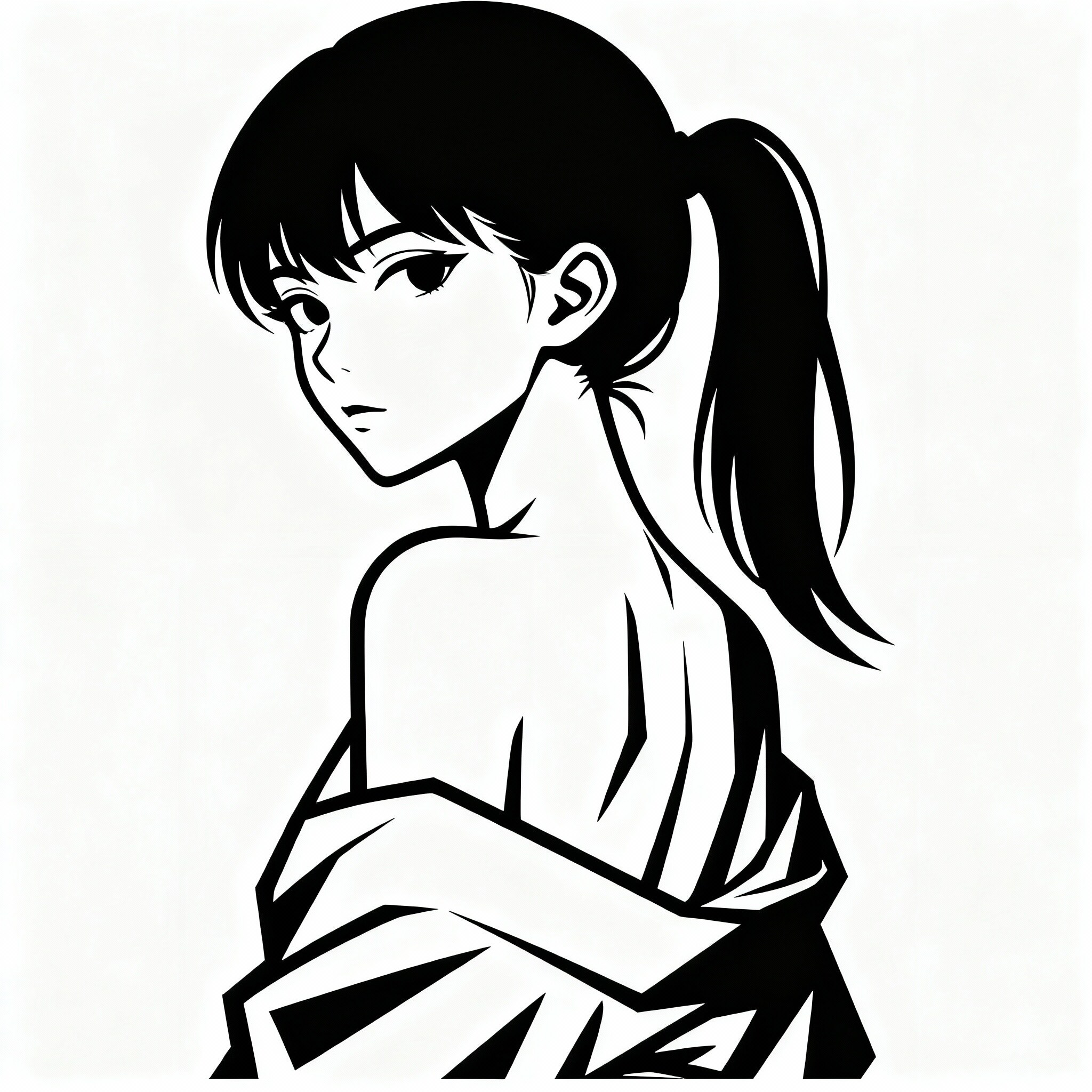 切り絵：うなじと背中