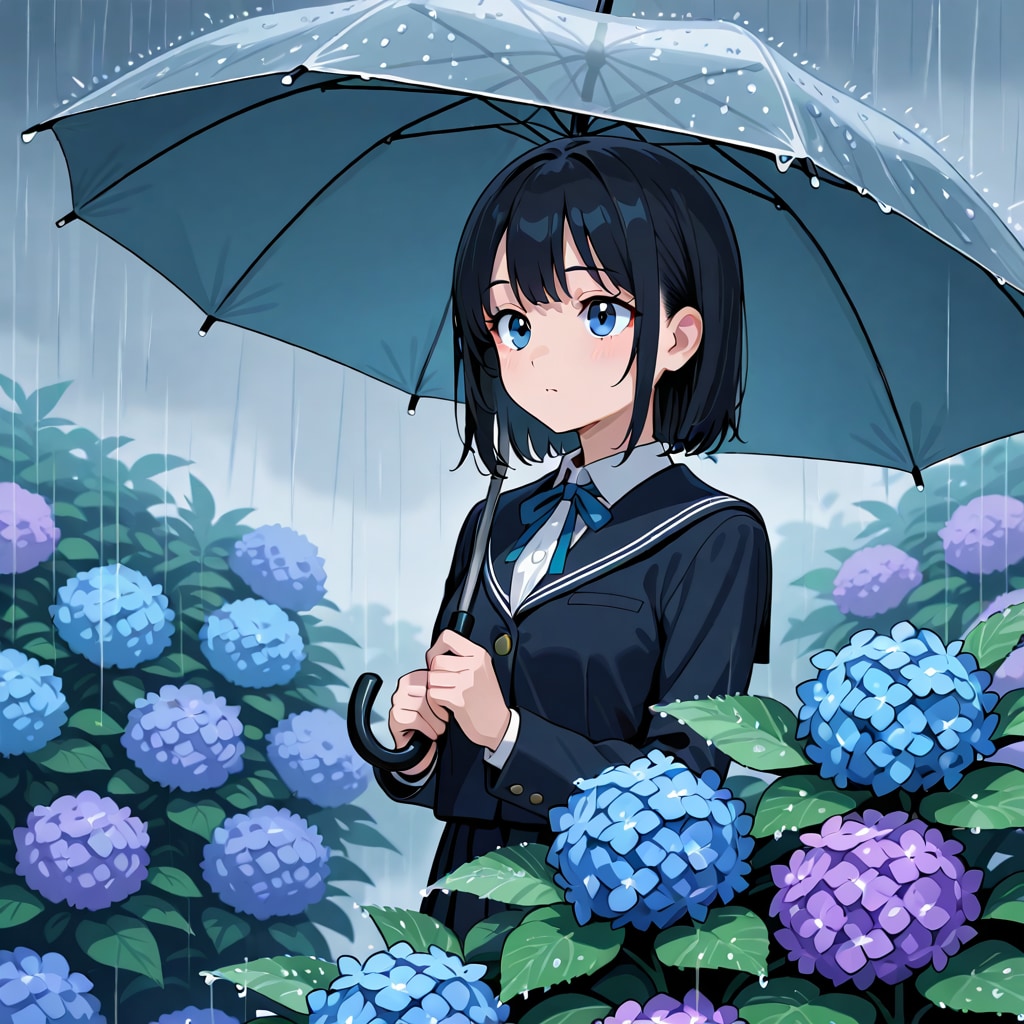 LILYで傘をさす少女