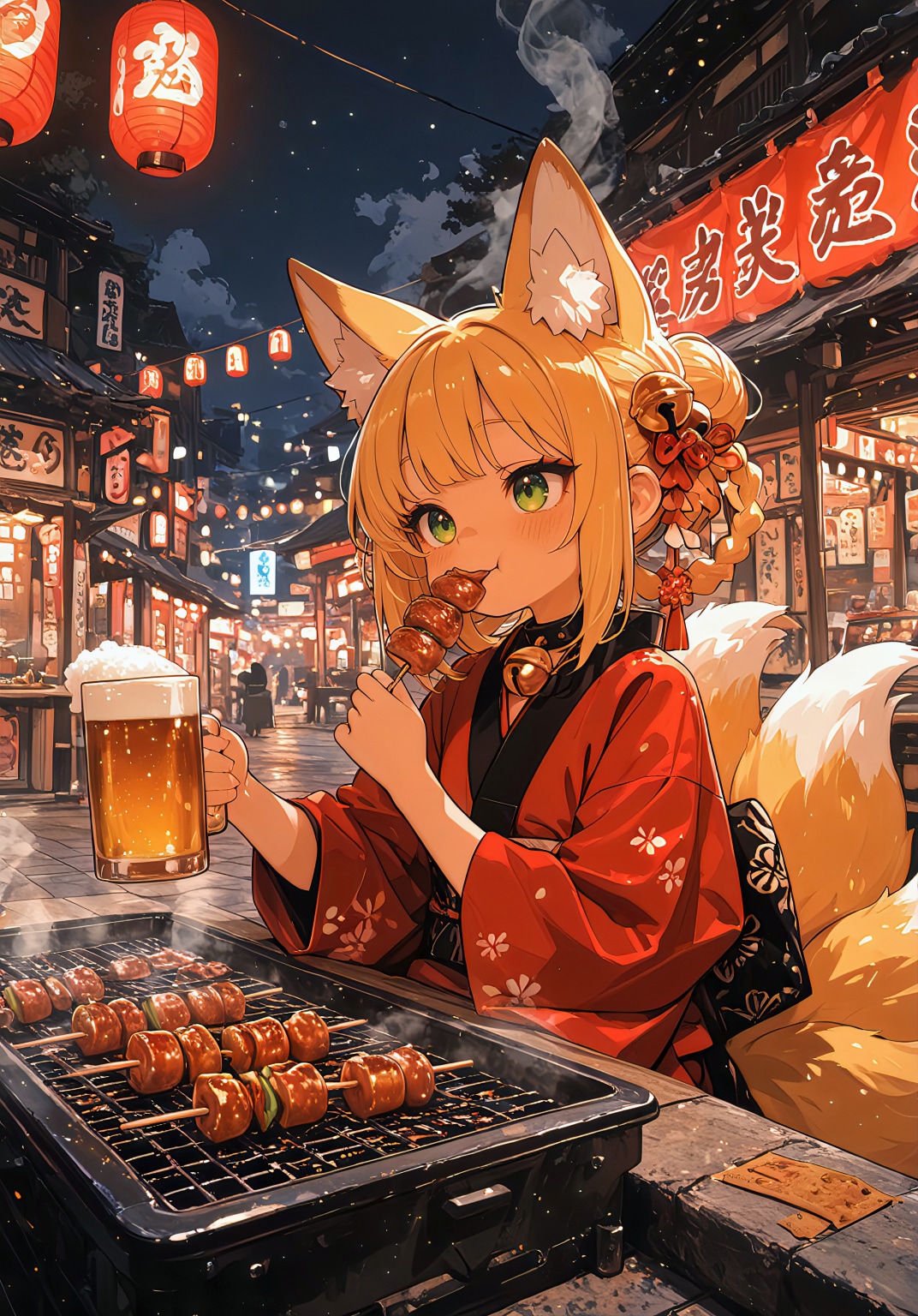 提灯灯る夜、花鈴様の一杯