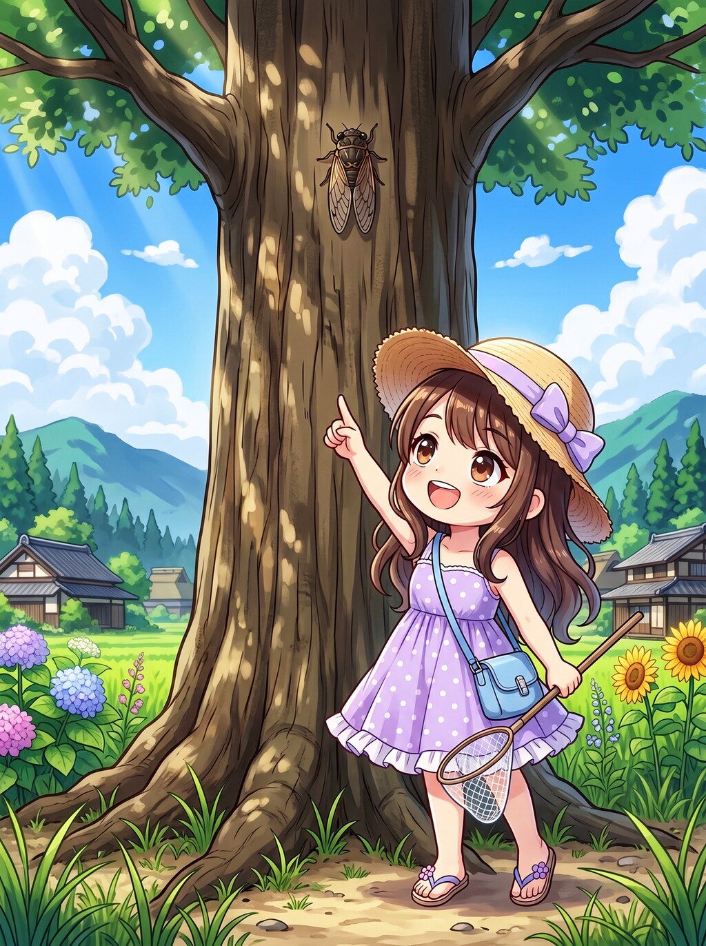 セミ捕りスミレちゃん