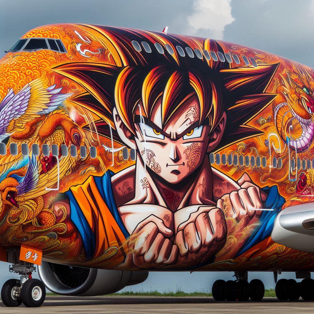 ドラゴンボールの孫悟空柄のボーイング747 | の人気AIイラスト・グラビア