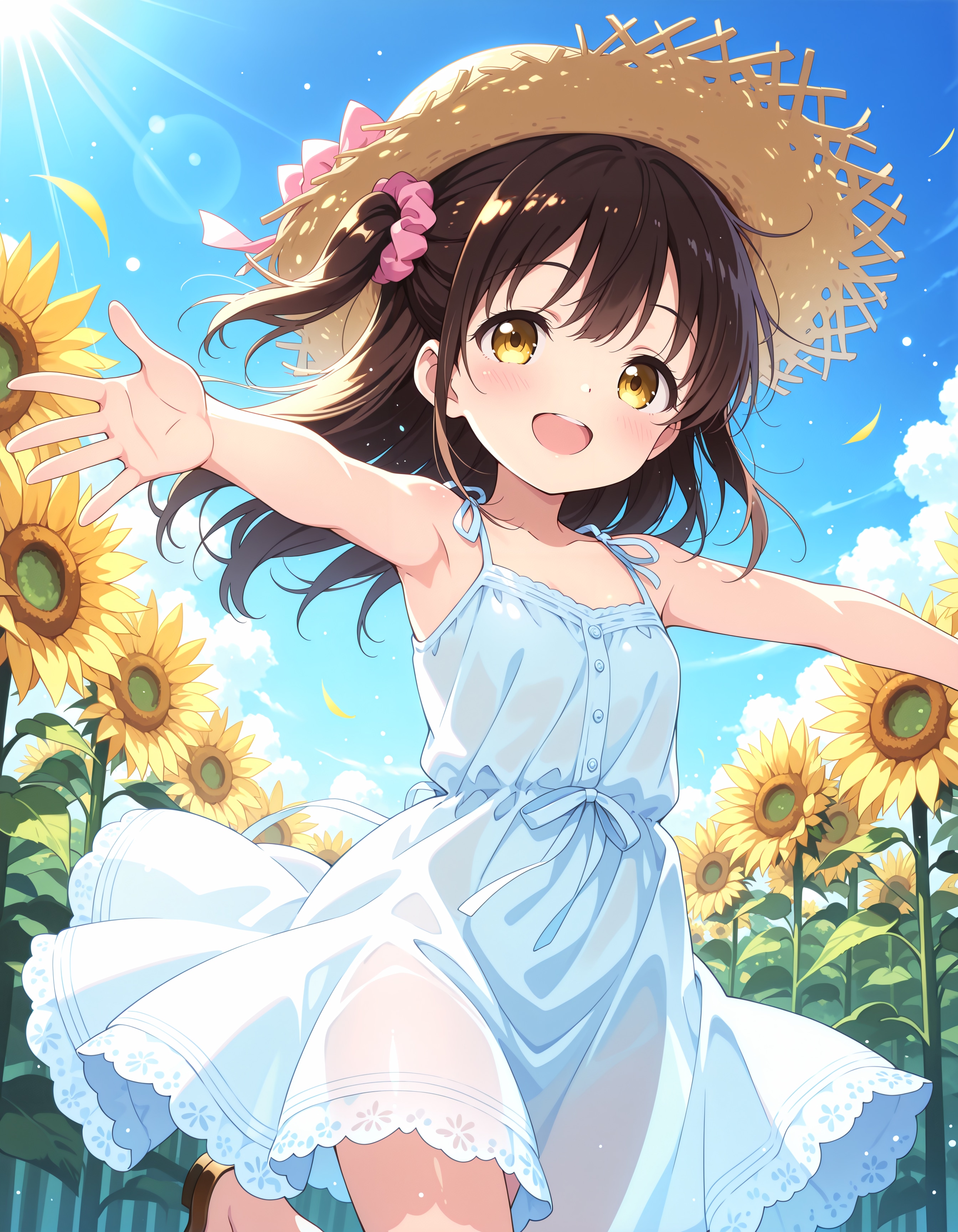 麦わら帽子とひまわりの海