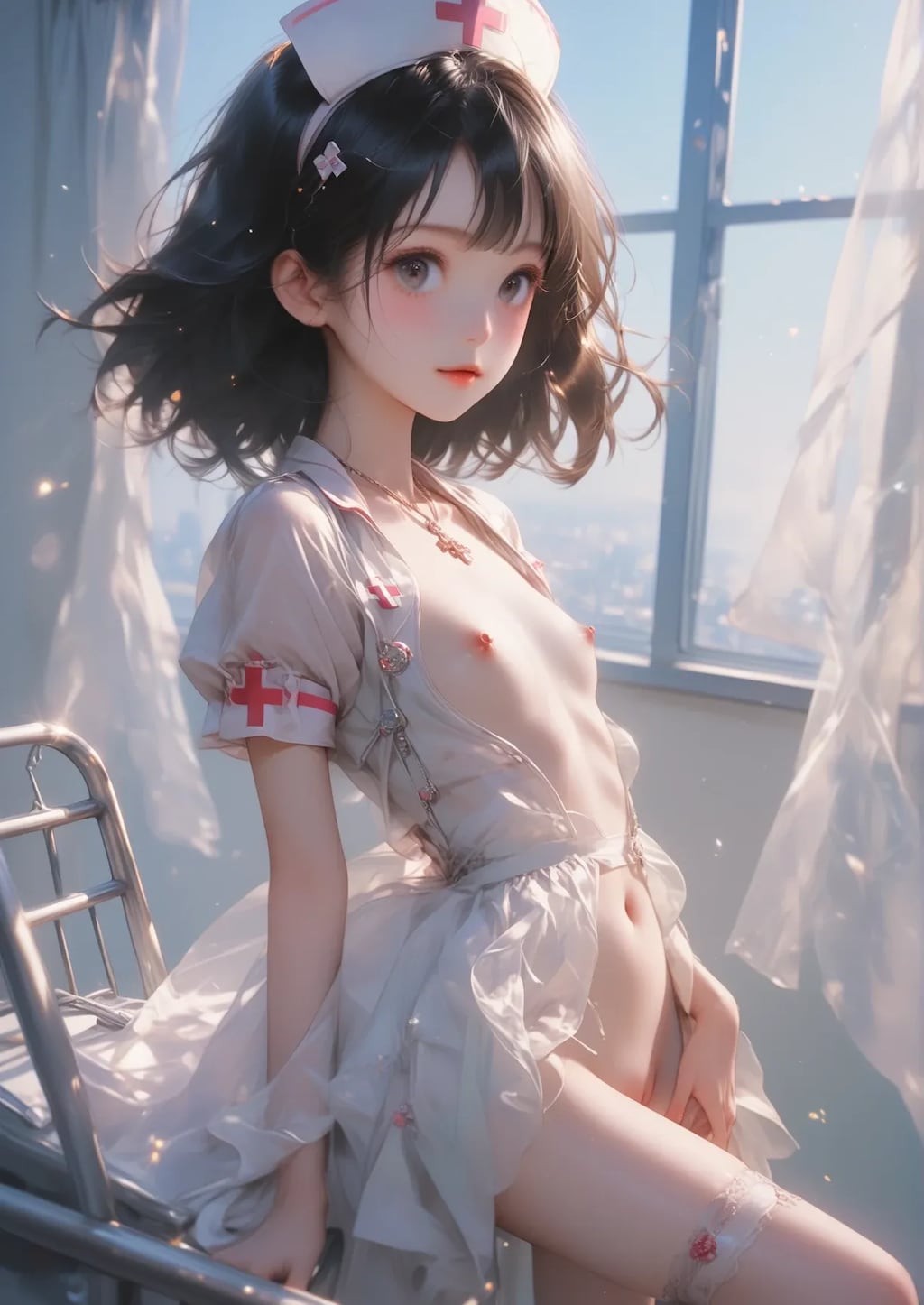 アニメ風なぜかアソコを触りたいナース