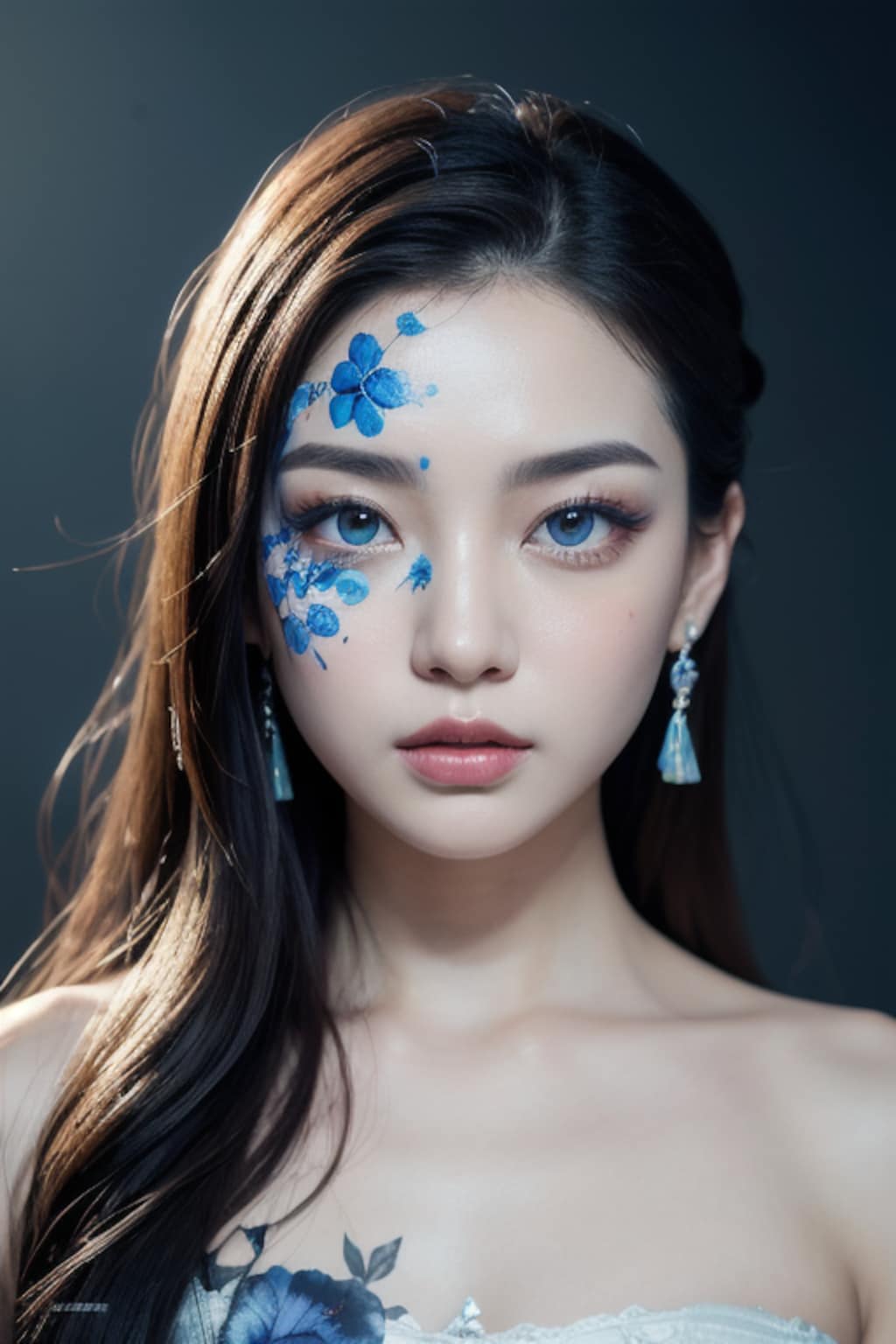 顔にペイントの美女