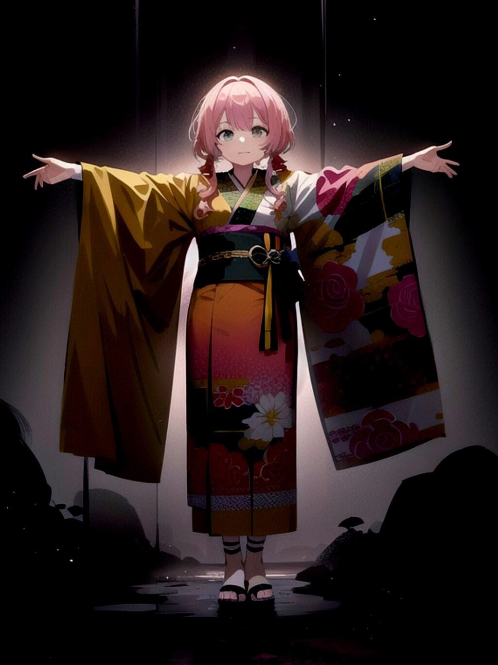 着物姿のピンク髪ちゃん