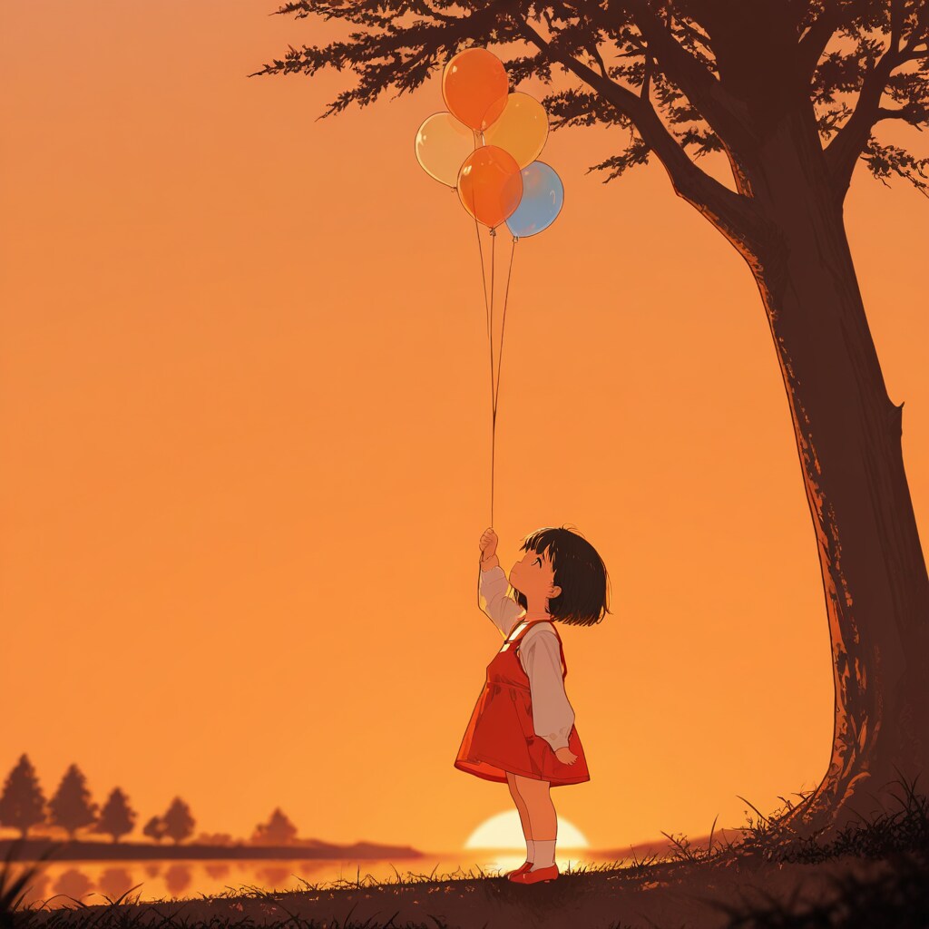 風船の少女と夕焼け by APRICOT