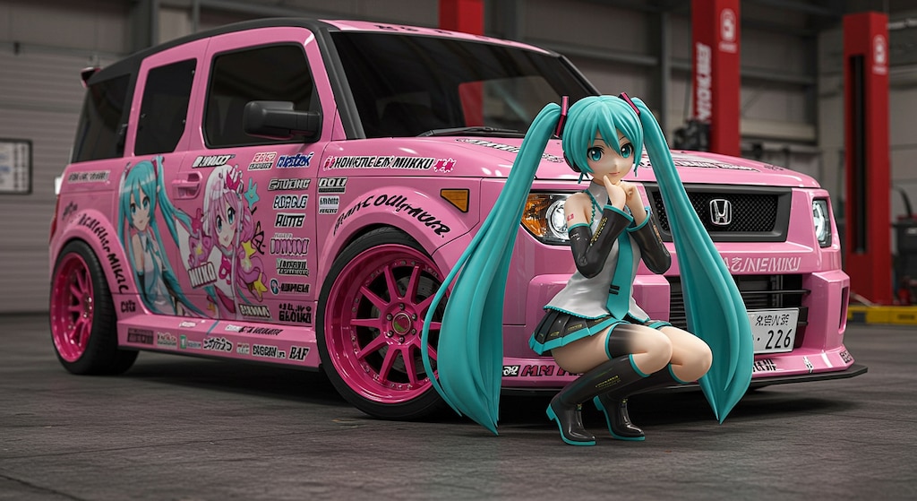 初音ミクとピンクカラーホンダエレメント