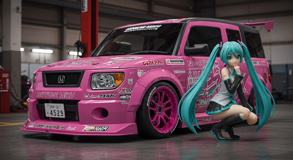 初音ミクとピンクカラーホンダエレメント