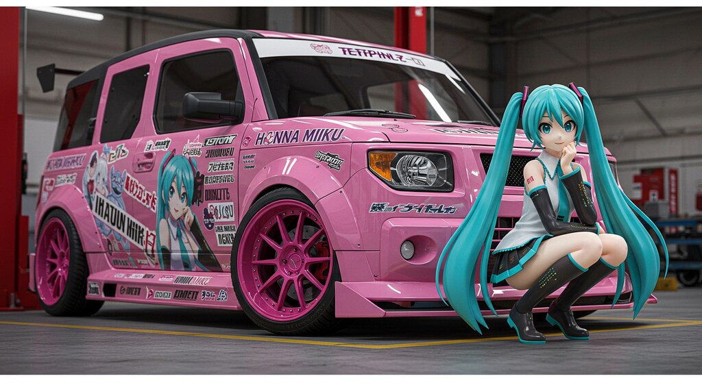 初音ミクとピンクカラーホンダエレメント