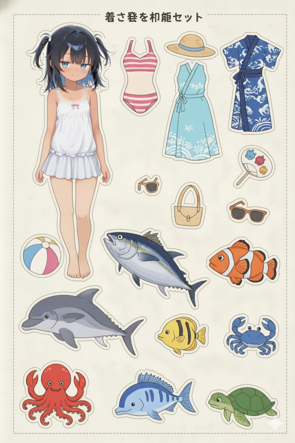 何回でも剥がして貼れるやつ🐟🐬🐢