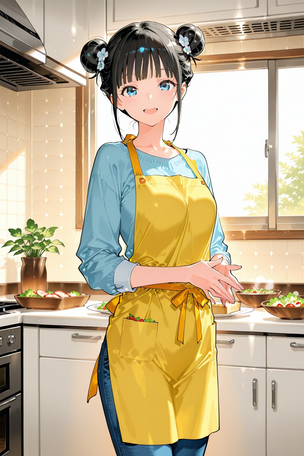 おだんごちゃん🍡✨と朝ごはん🍚✨　4/5 | の人気AIイラスト・グラビア