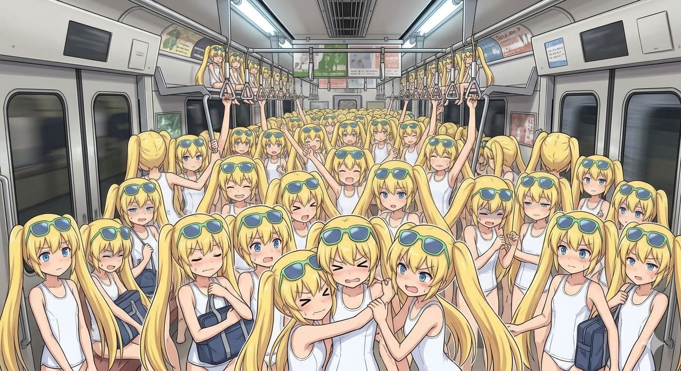 再就職を祝ってくれたクローン達と行く満員電車2