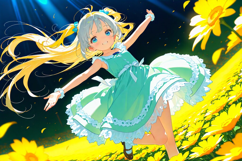 花畑で踴る少女