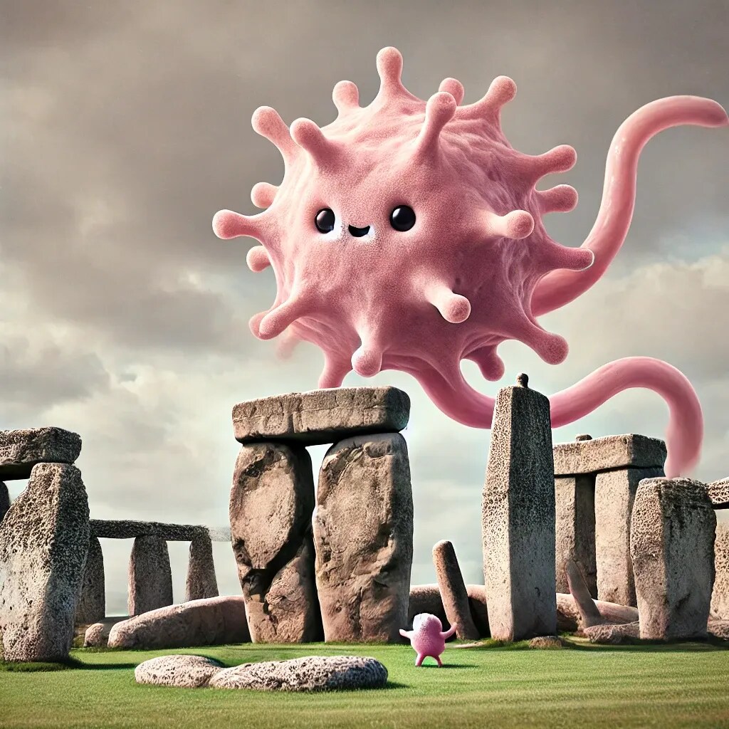 ストーンヘンジと、ももほうくん