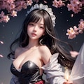 夜の桜とメイドさん 4枚目