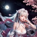 夜の桜とメイドさん 3枚目