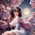 夜の桜とメイドさん 2枚目