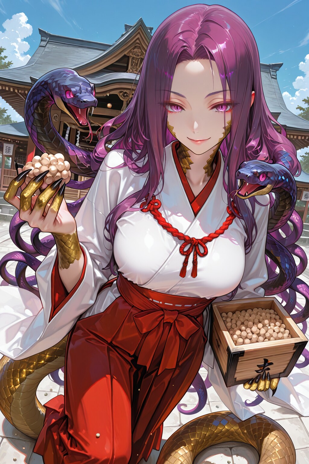 🐍蛇を祀る神社で巫女さんのバイトを始めたゴルゴーンさん💕 | の人気AIイラスト・グラビア