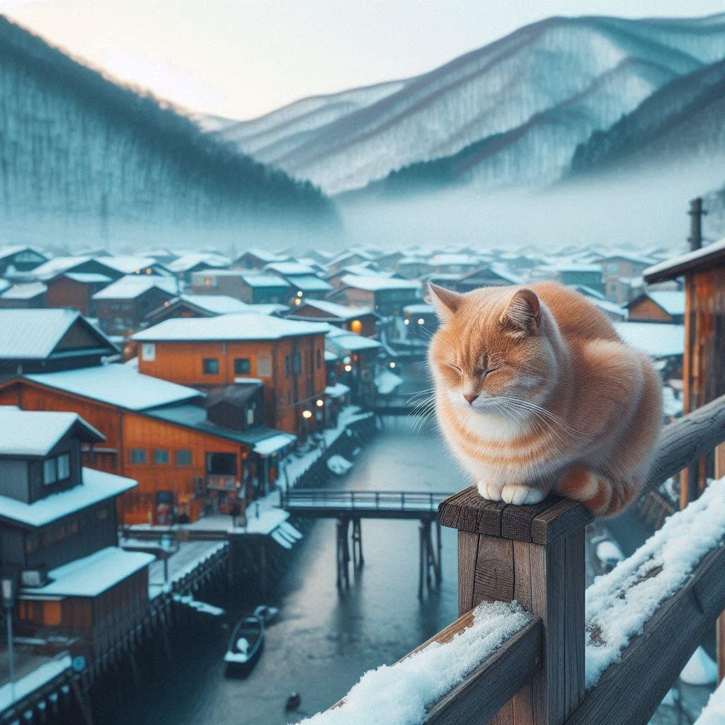 北海道旅行する猫