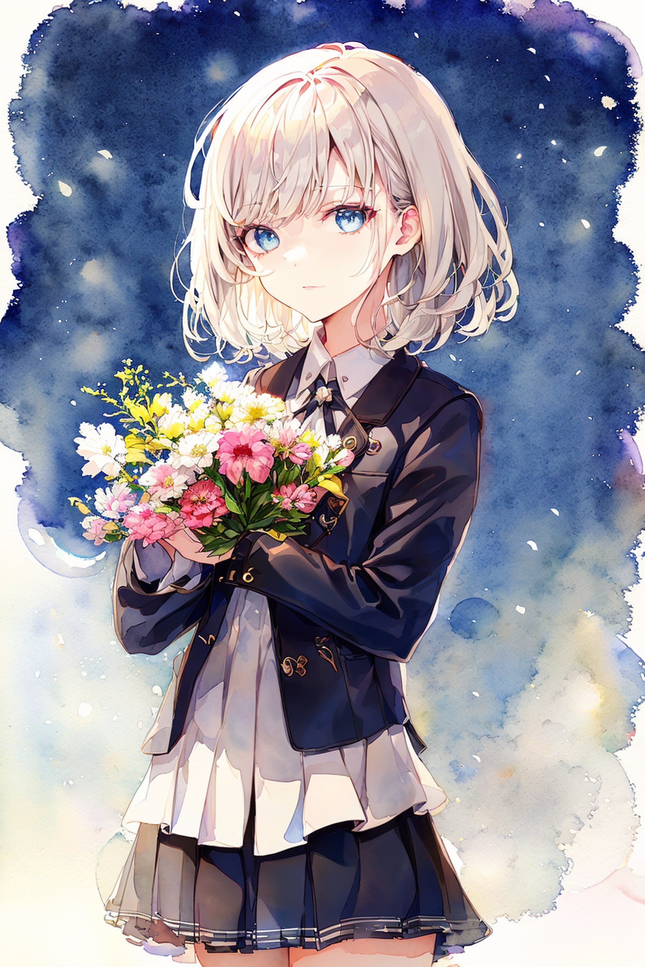 花束を手に