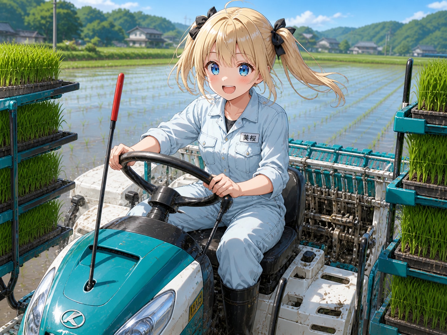 美桜ちゃん田植えする