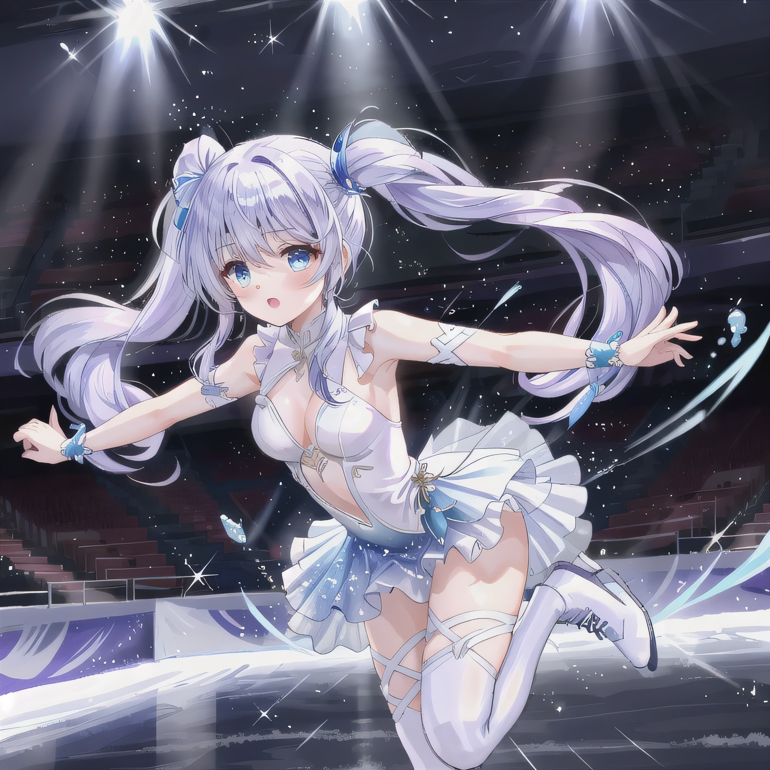 紫髪ロングでアイススケートの少女９ | の人気AIイラスト・グラビア