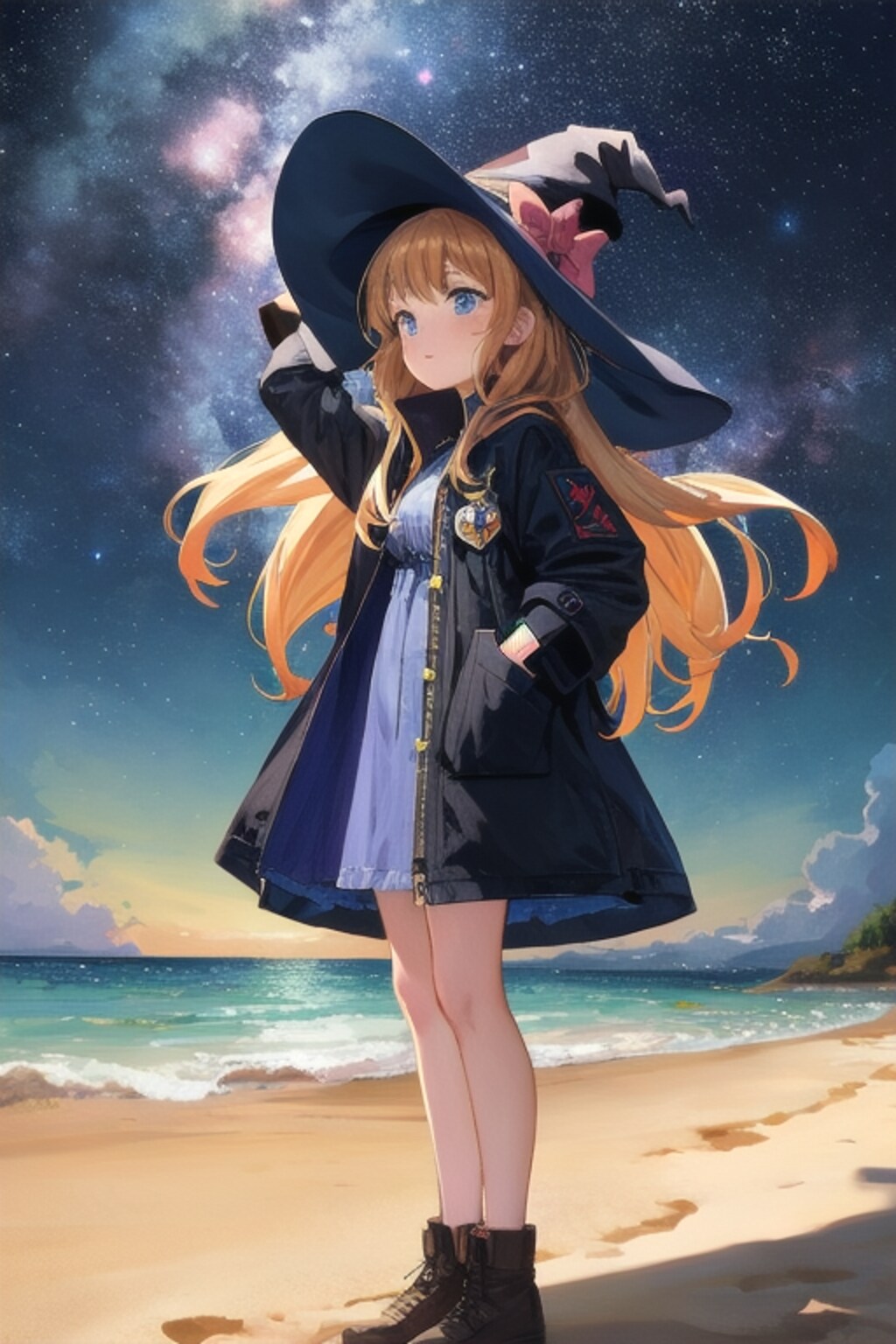 砂浜の魔女と星空