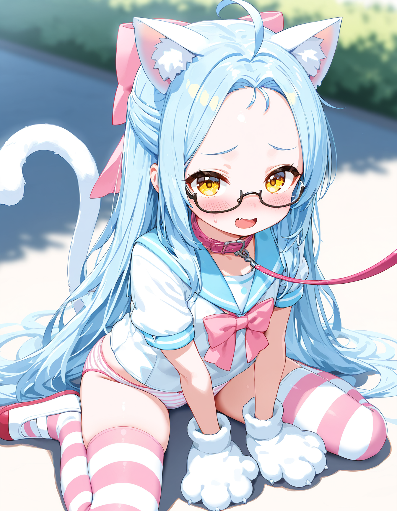 セーラーぱんつデコメガネねこみみおさんぽ