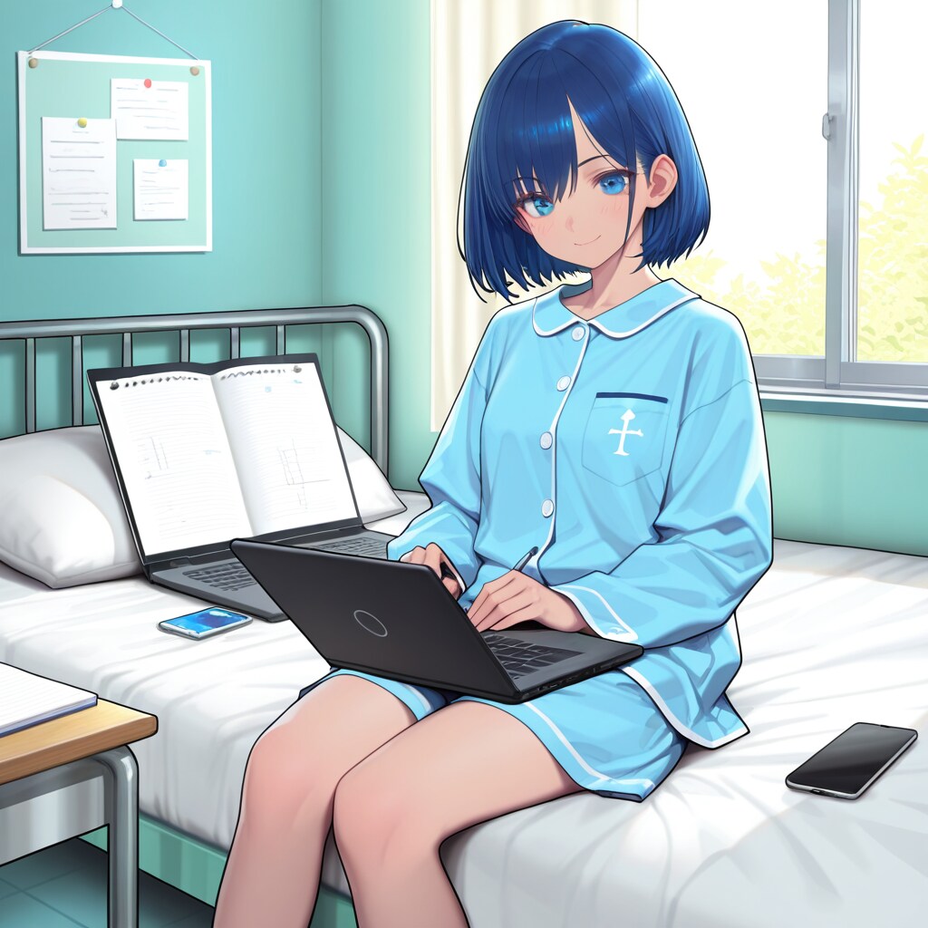 午後の病室――大学の課題はほどほどに | の人気AIイラスト・グラビア