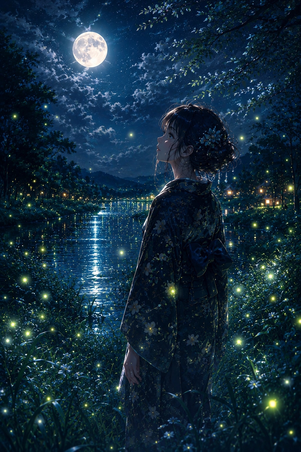 月下なる 紫陽花照らす 蛍かな