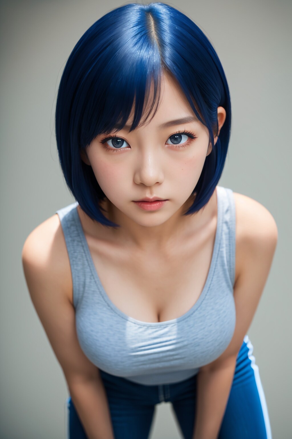 青髪タンクトップ(?) 前屈みのベストショット