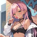 ピンクゲーミング女子のお外で買い食い 2枚目