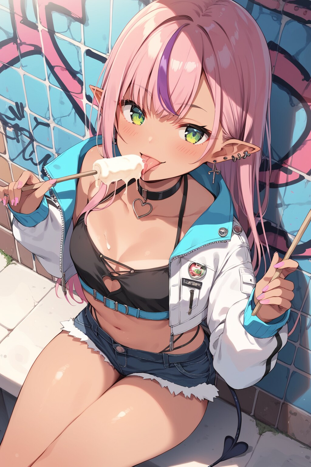 ピンクゲーミング女子のお外で買い食い