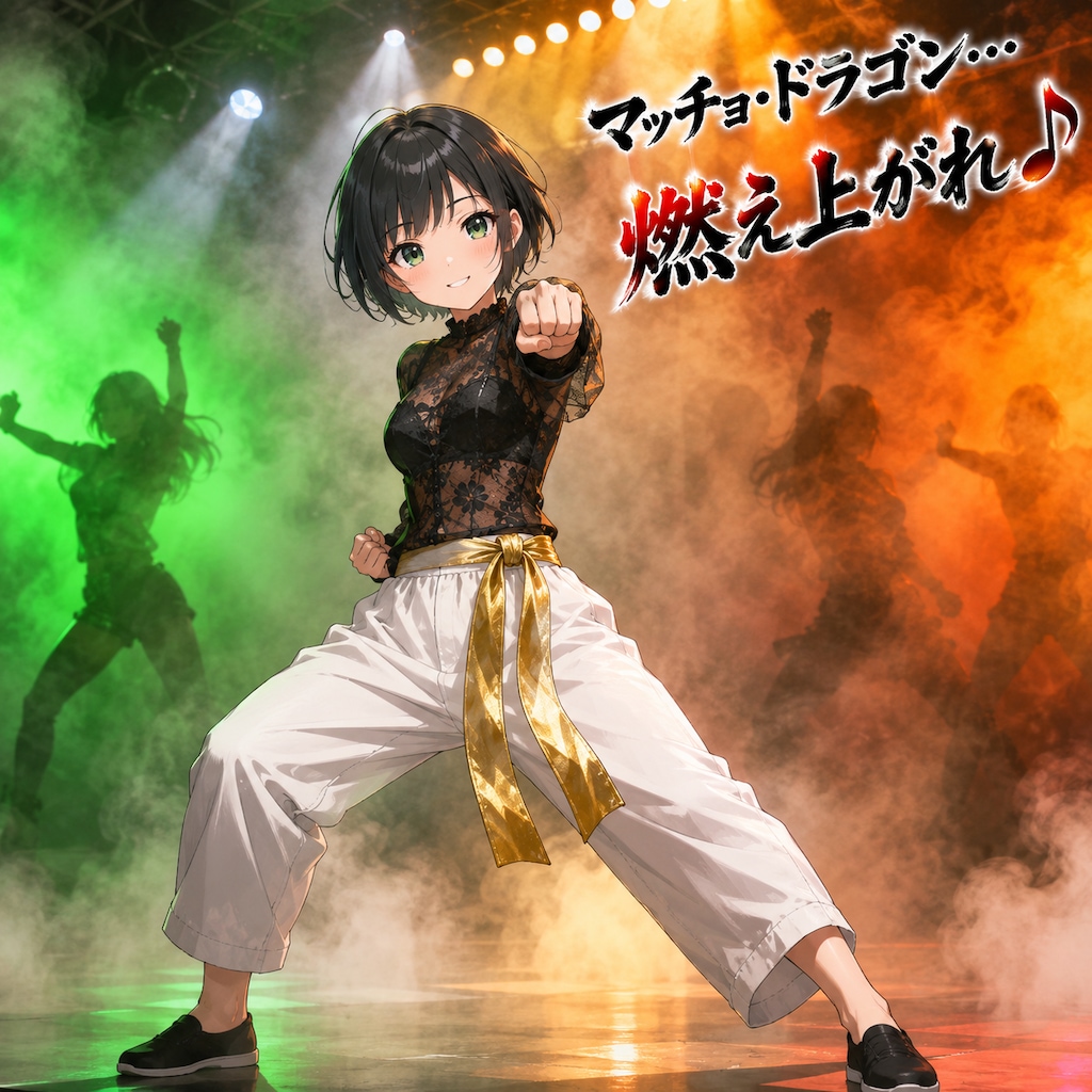 マッチョ・ドラゴンを歌う藍音ちゃん