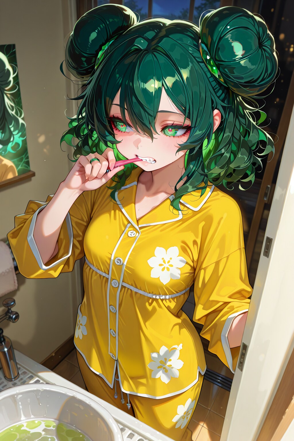 歯を磨いたり朝食とったり | の人気AIイラスト・グラビア